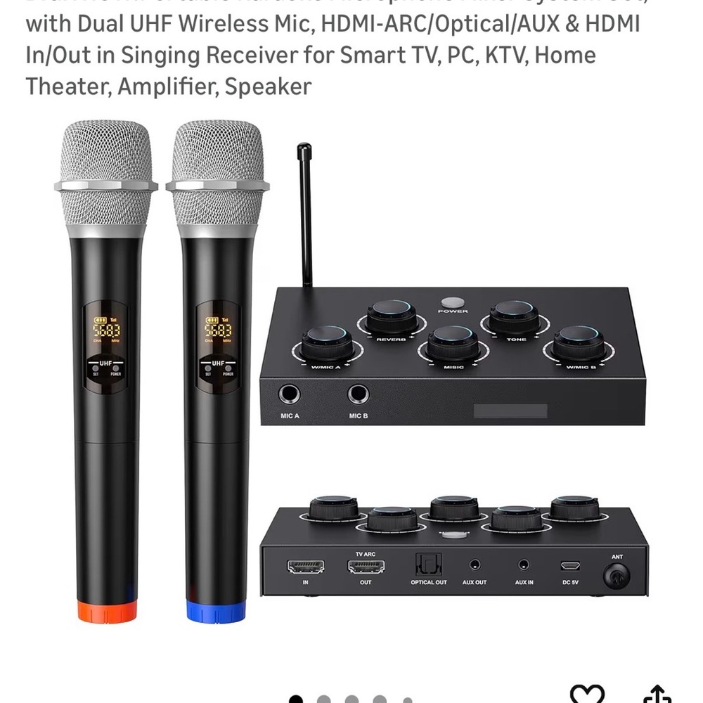 Wireless Vocal Microphone System with Receiver - Black